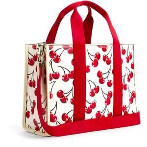 COACH NWT SMITH TOTE BAG WITH CHERRY PRINT CROSSBODY RED CZ776